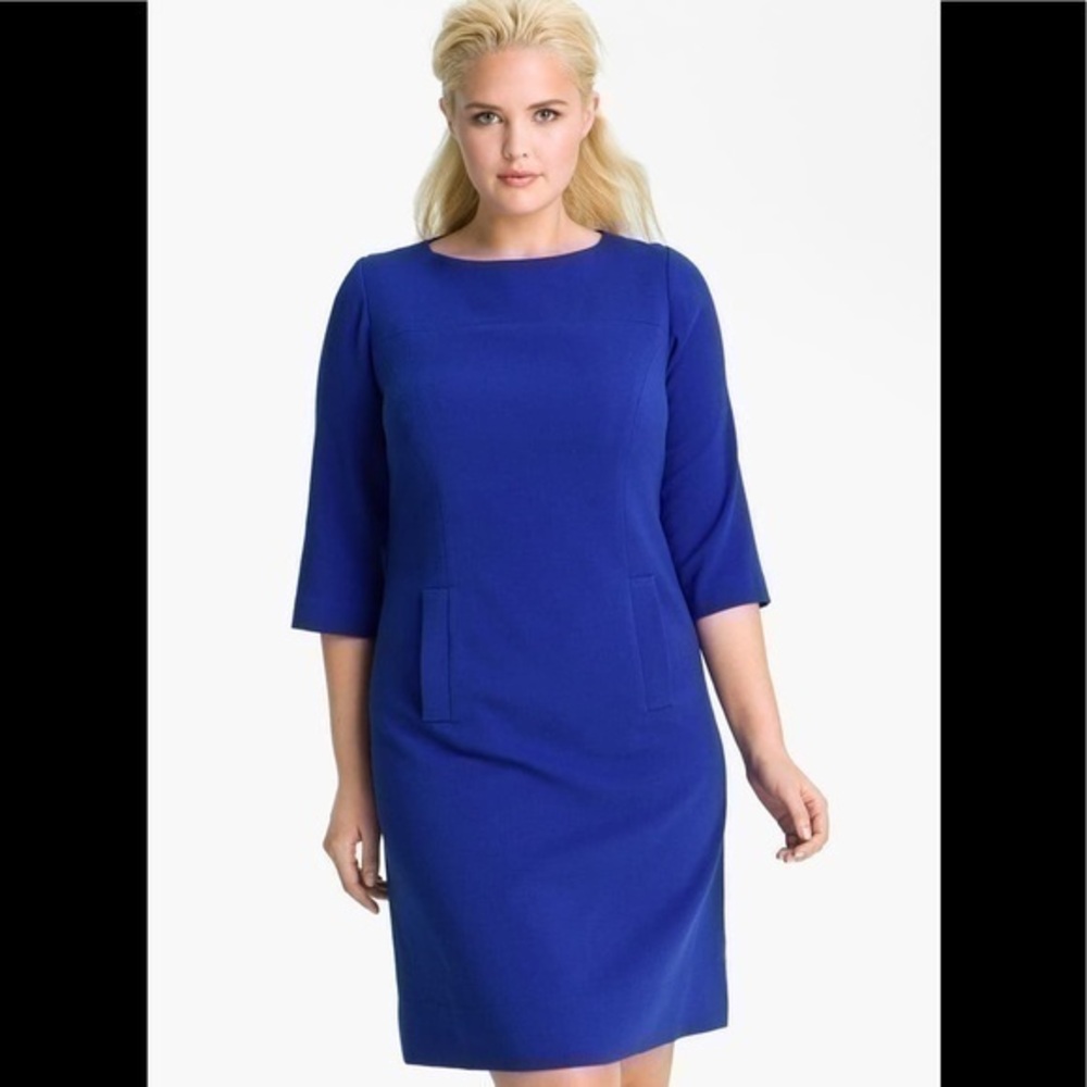 Eliza J blue Pocket Detail Crepe Shift Dress